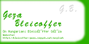 geza bleicoffer business card